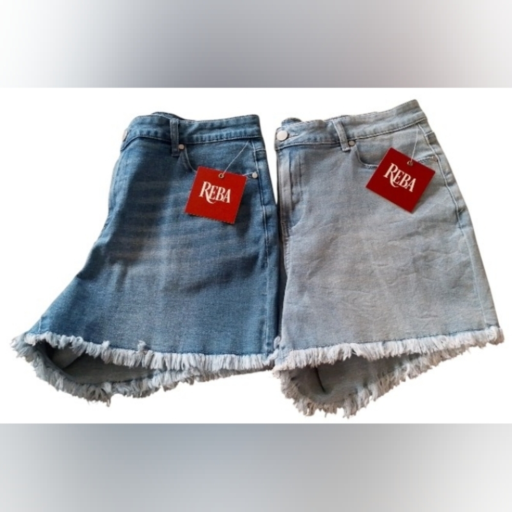 Retro Denim Shorts 90s Midrise Fringe Coastal Set Of 2 Women Size 16 New